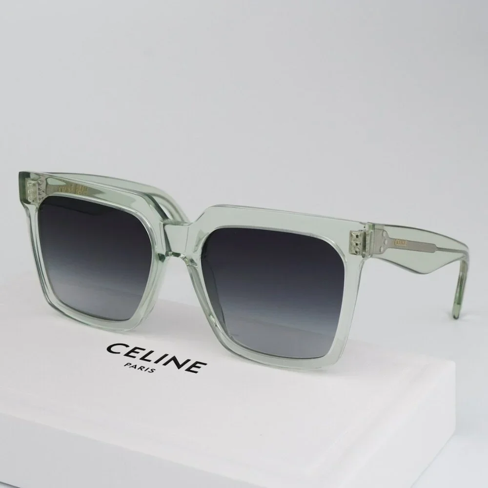 CELINE CL4055IN 93B Transparent Green Gradient Square Oversized Sunglasses - Picture 2 of 11